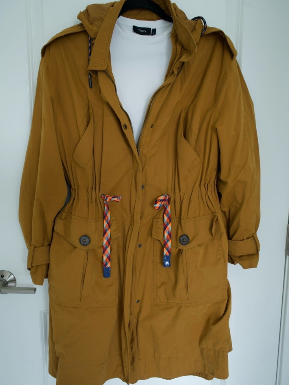 Zara Mustard Utility Anorak Jacket with Braided Drawcords